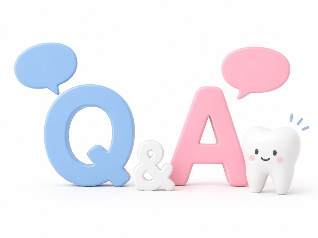 Q&Aの文字と吹き出し、歯のイラスト