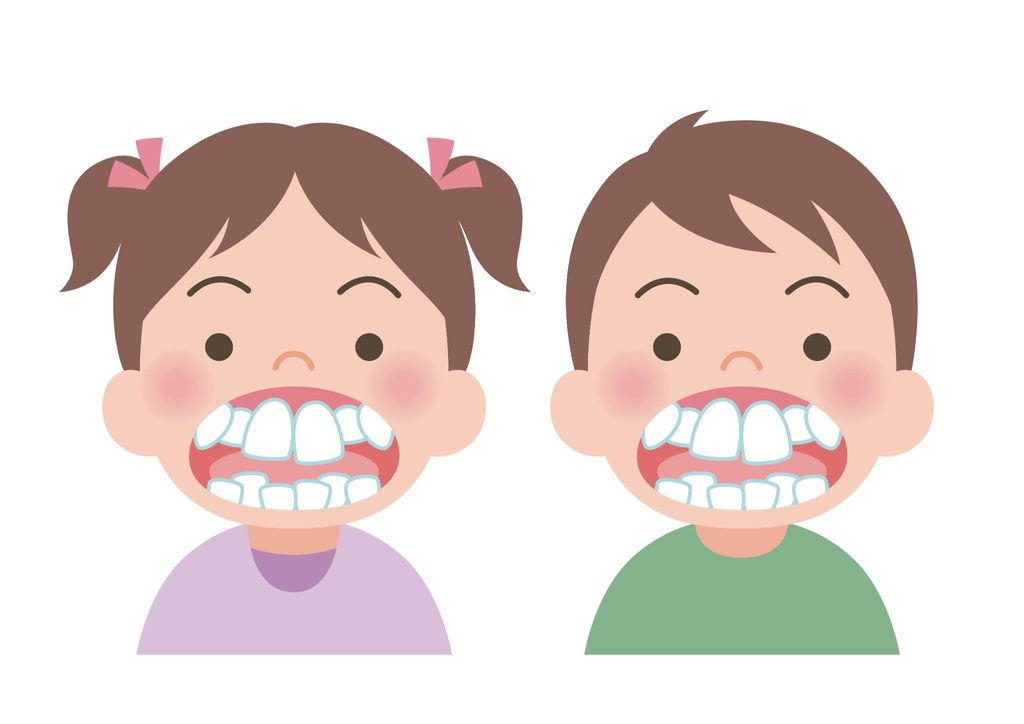 叢生の女の子と男の子のイラスト